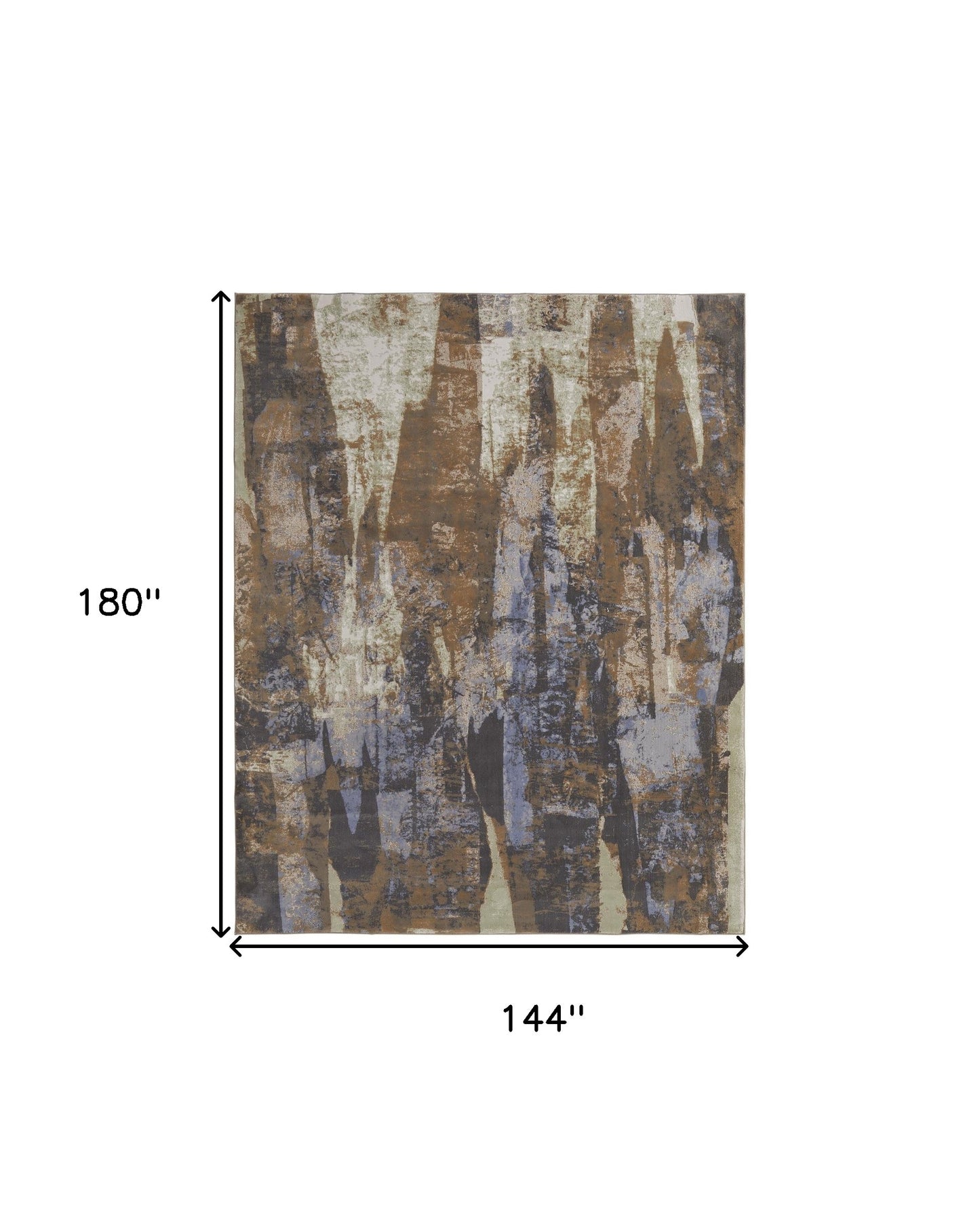 12 x 15 Brown Blue & Ivory Power Loom Distressed Rug