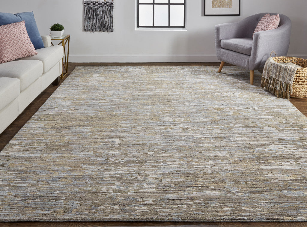 9 x 12 Brown & Gray Wool Hand Knotted Rug