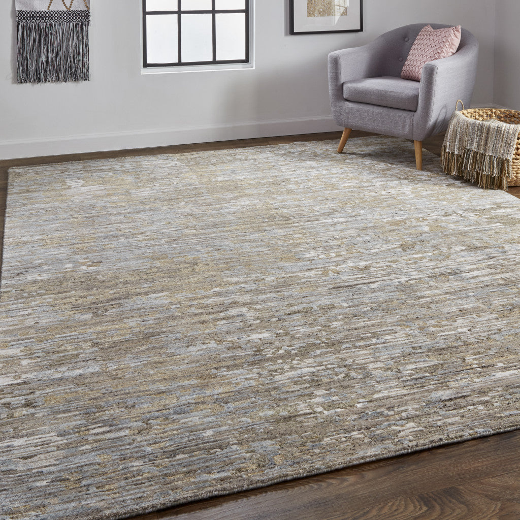 9 x 12 Brown & Gray Wool Hand Knotted Rug