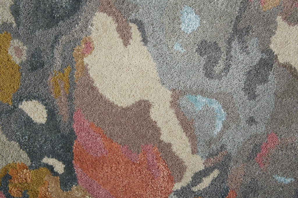 8 x 10 Ivory & Blue Wool Floral Hand Tufted Rug