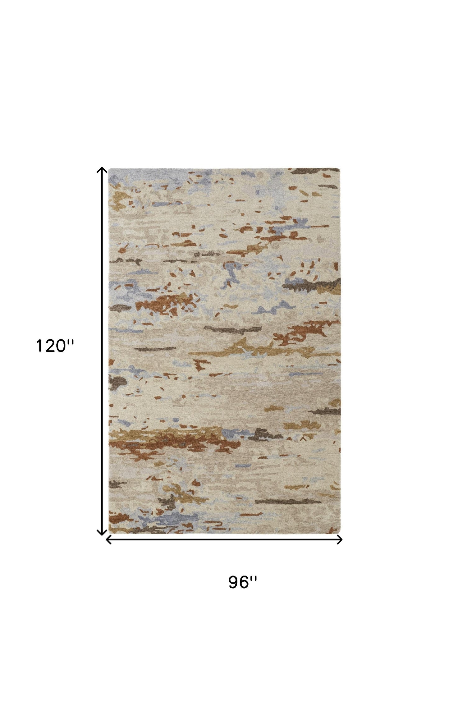 8 x 10 Ivory Blue & Brown Wool Tufted Handmade Stain Resistant Rug