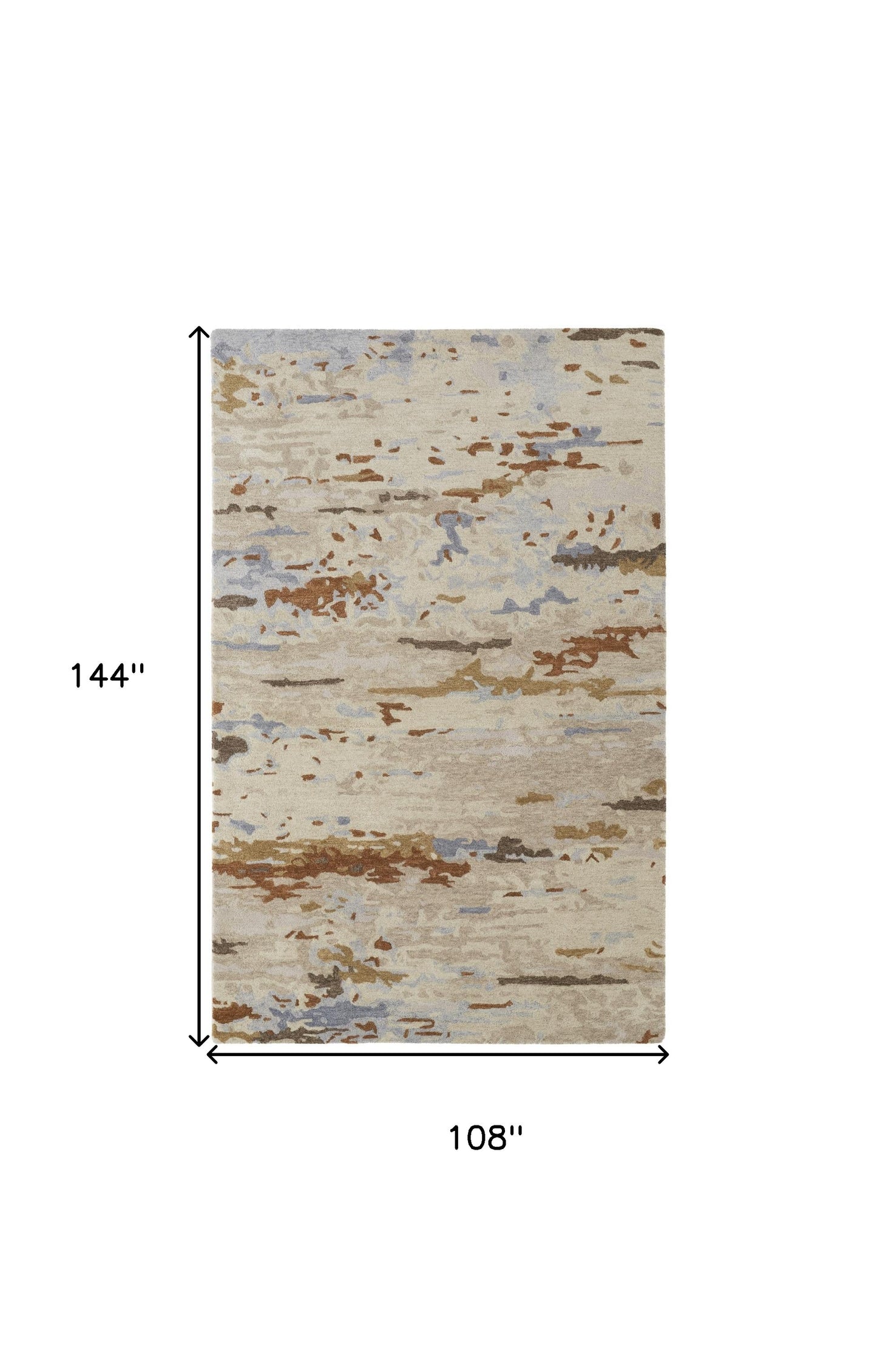 9 x 12 Ivory Blue & Brown Wool Tufted Handmade Stain Resistant Rug