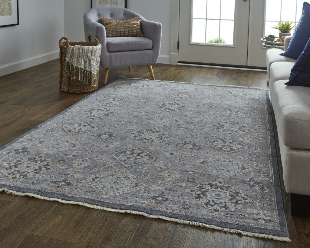 12 x 15 Gray Floral Power Loom Stain Resistant Rug