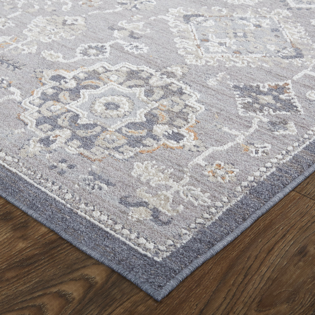 12 x 15 Gray Floral Power Loom Stain Resistant Rug