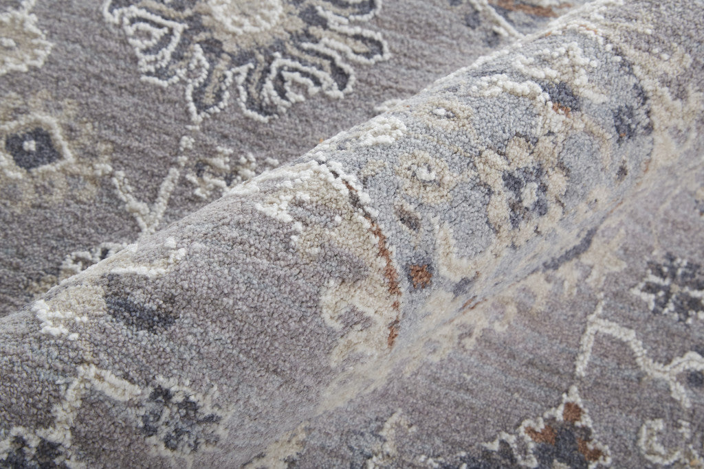 12 x 15 Gray Floral Power Loom Stain Resistant Rug