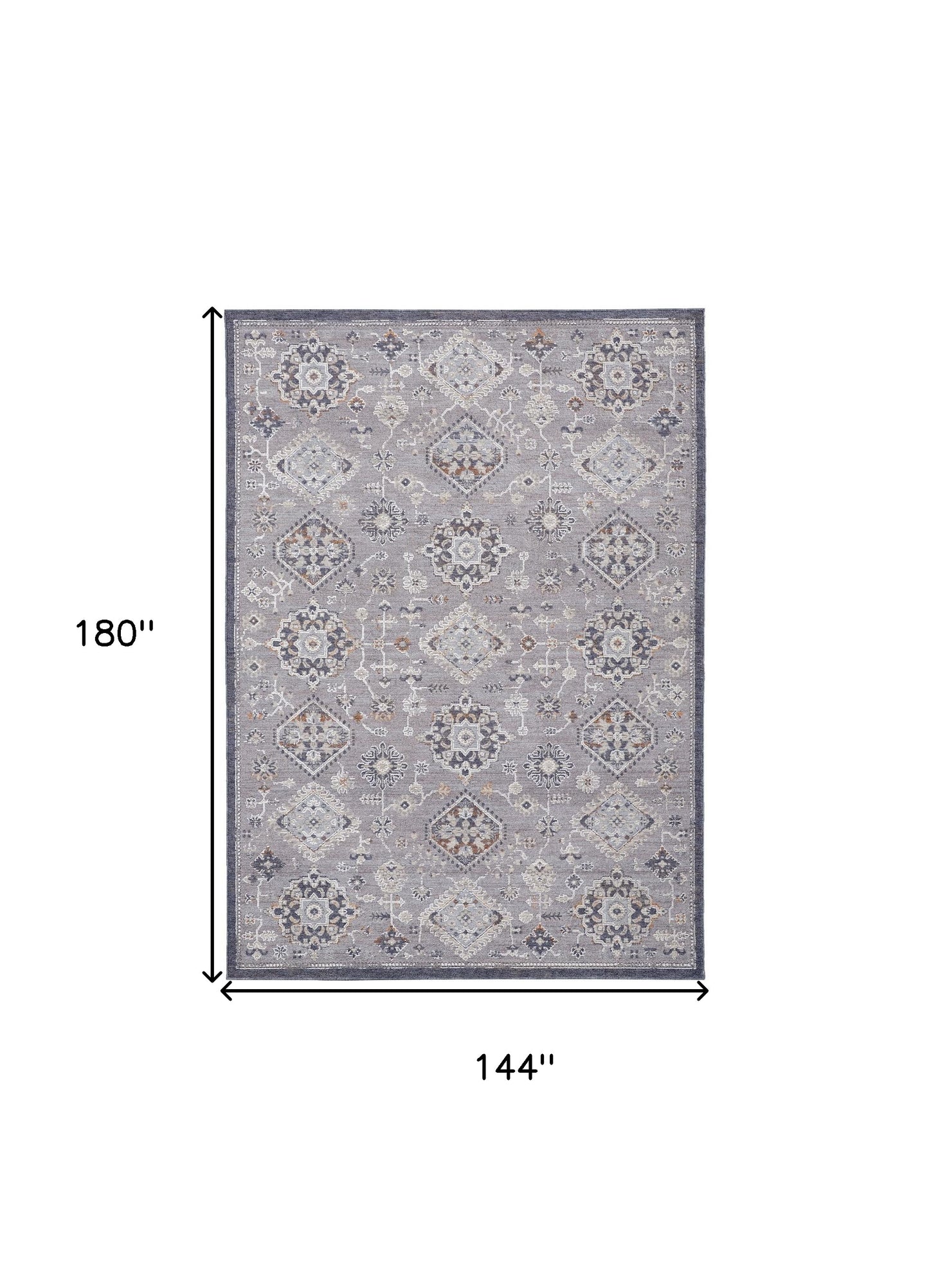 12 x 15 Gray Floral Power Loom Stain Resistant Rug