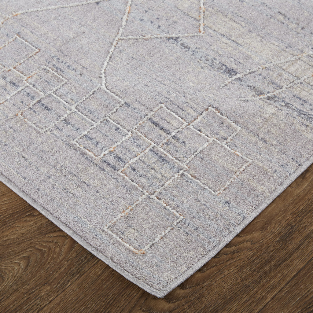 12 x 15 Gray Striped Power Loom Distressed Stain Resistant Rug