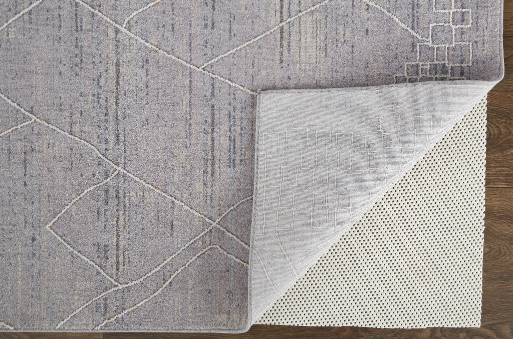 12 x 15 Gray Striped Power Loom Distressed Stain Resistant Rug