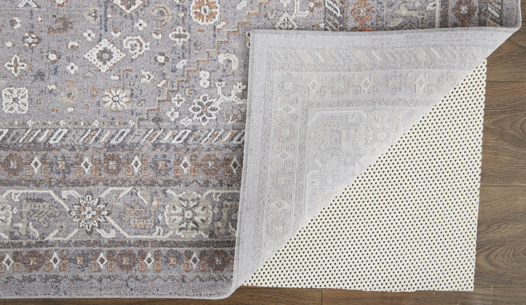12 x 15 Gray Orange & Ivory Floral Power Loom Stain Resistant Rug
