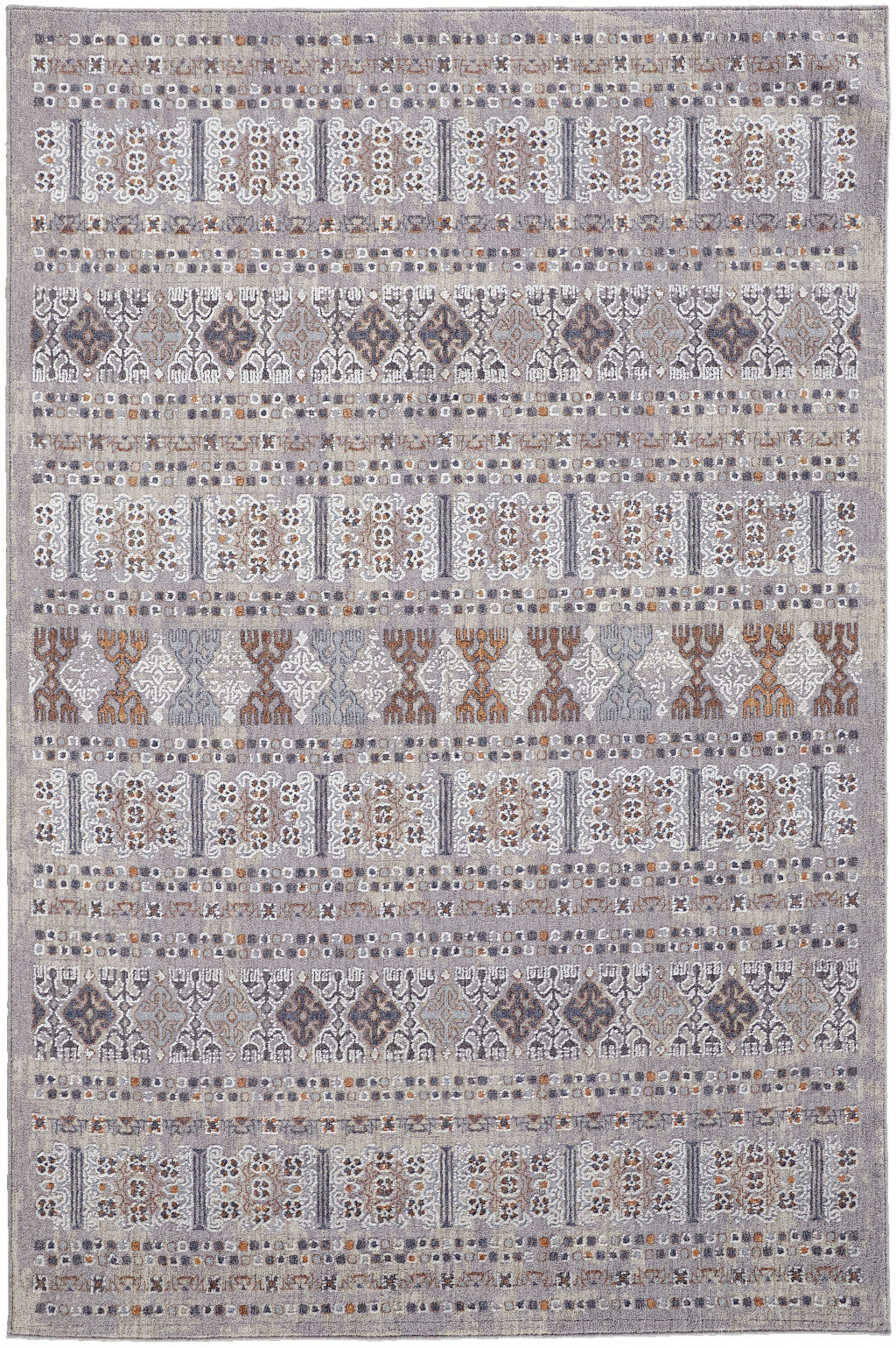12 x 15 Orange Gray & White Geometric Power Loom Distressed Stain Resistant Rug