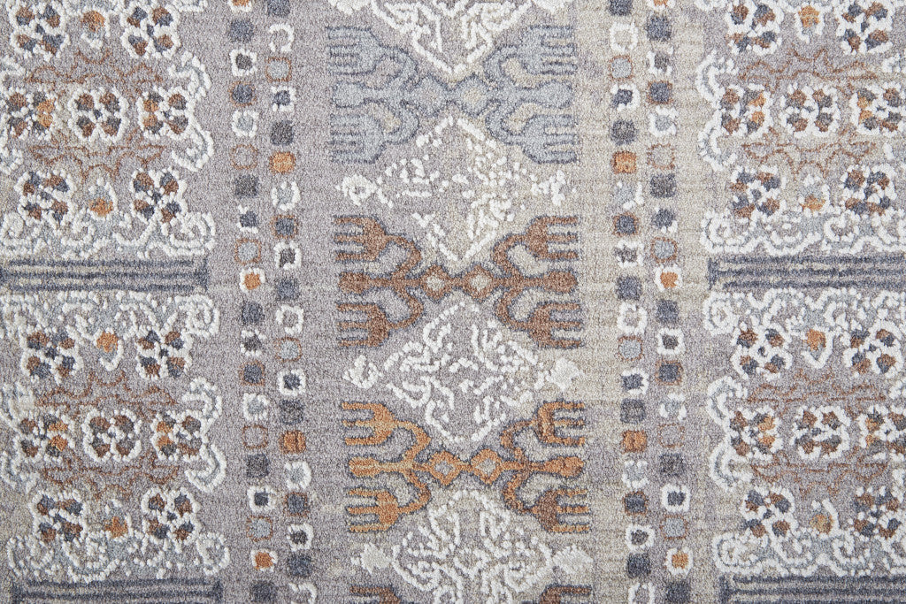 12 x 15 Orange Gray & White Geometric Power Loom Distressed Stain Resistant Rug