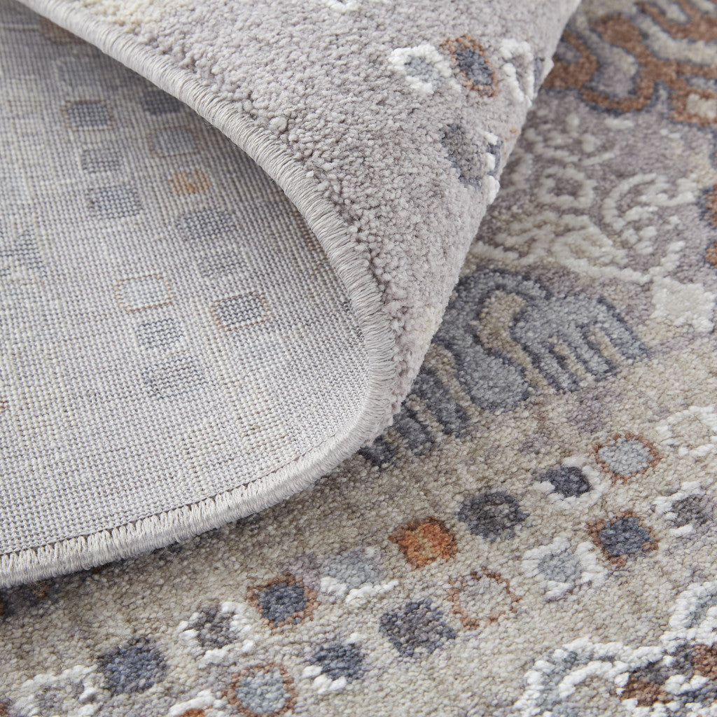 12 x 15 Orange Gray & White Geometric Power Loom Distressed Stain Resistant Rug