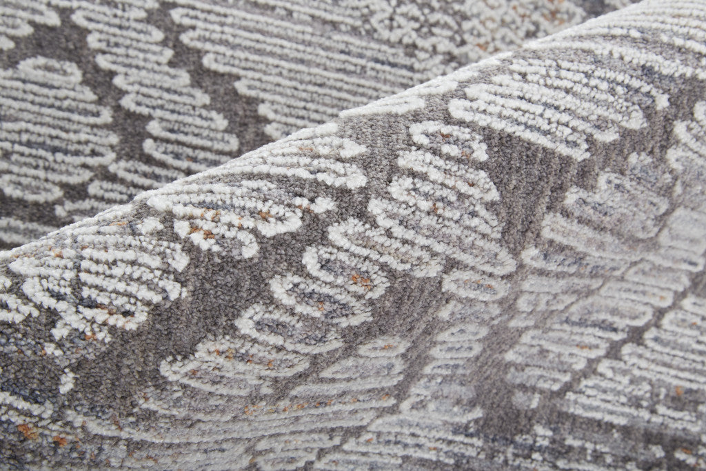 12 x 15 Ivory & Gray Geometric Power Loom Distressed Stain Resistant Rug