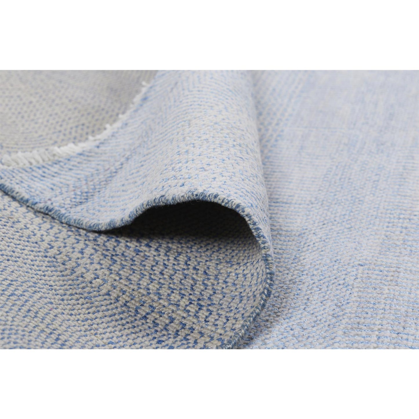 12 x 15 Blue & Ivory Wool Striped Shag Hand Knotted Rug