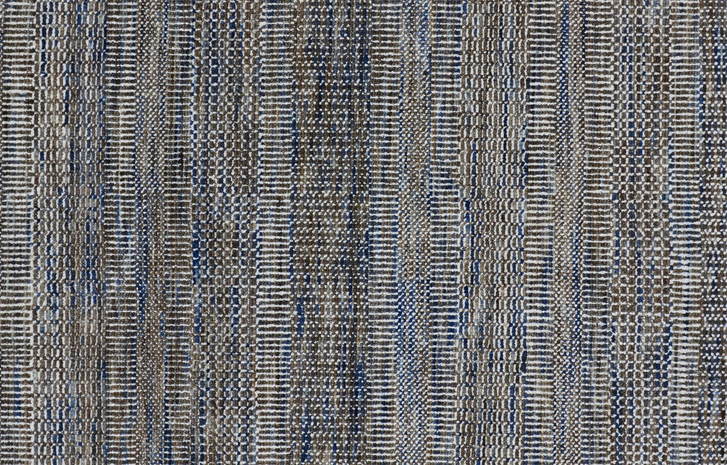12 x 15 Gray & Ivory Wool Striped Shag Hand Knotted Rug