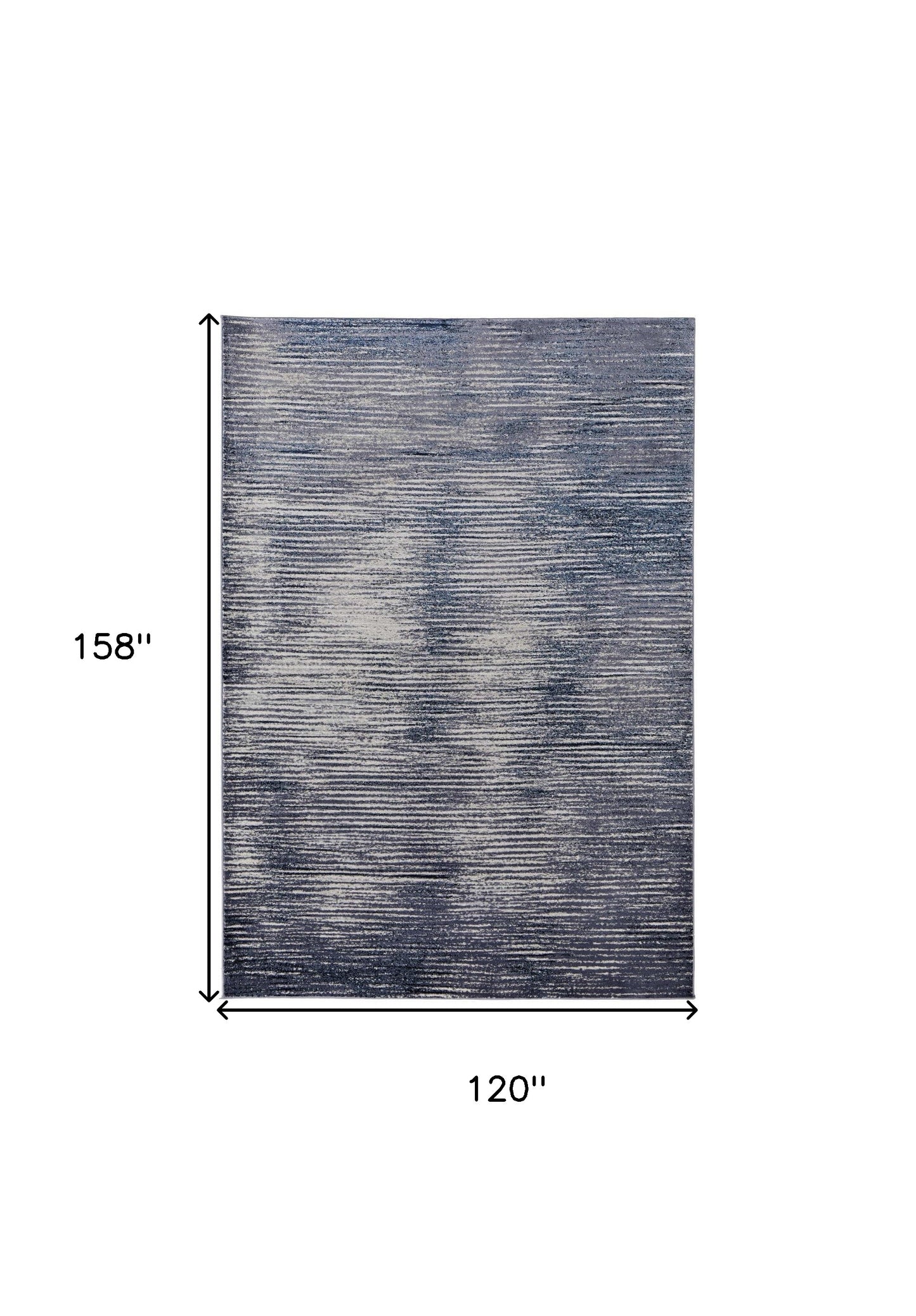 10 x 13 Blue Gray & Ivory Striped Power Loom Distressed Rug