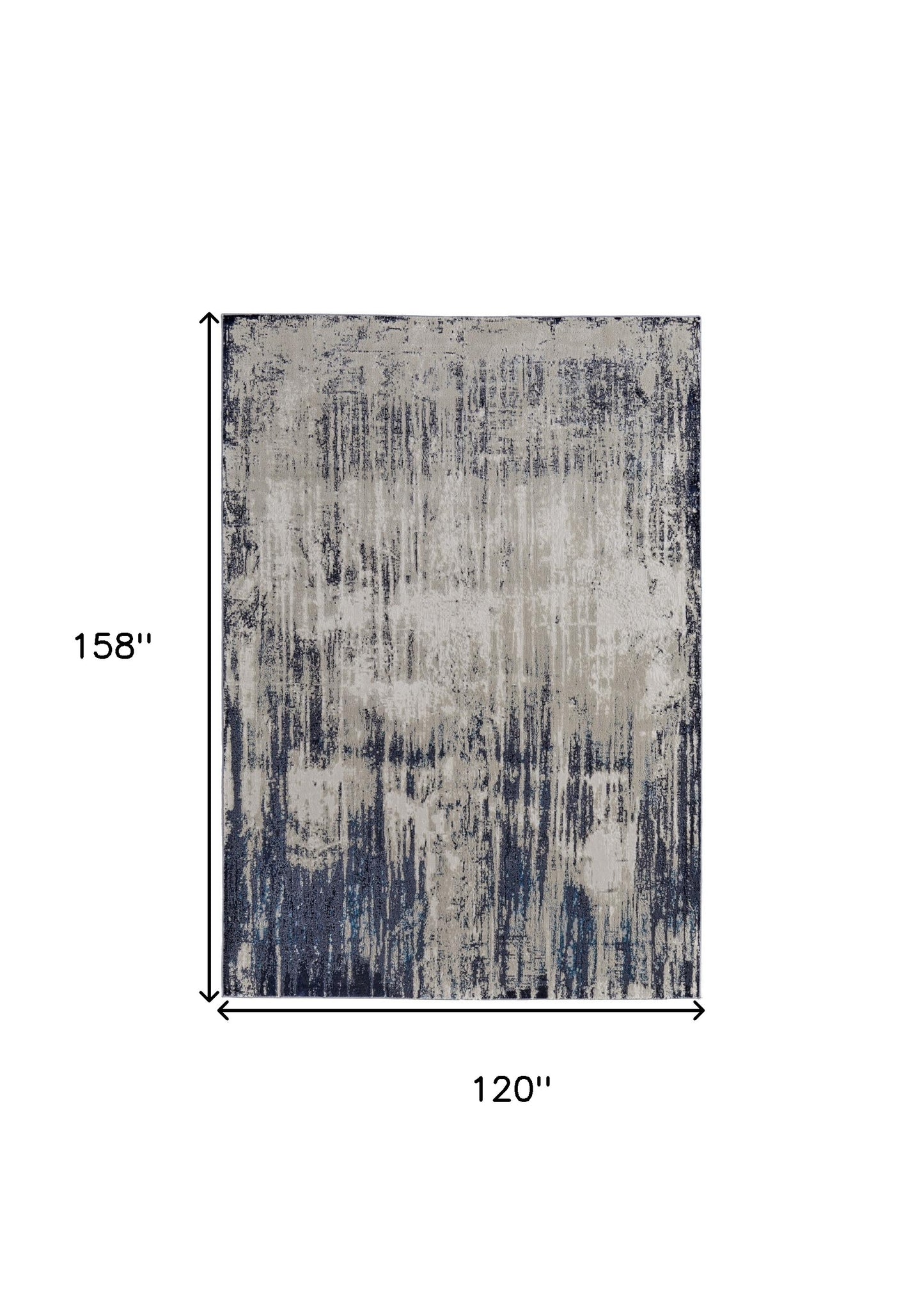 10 x 13 Tan Blue & Ivory Power Loom Distressed Rug