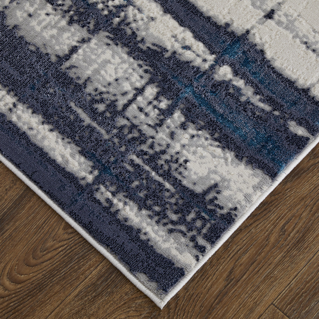 10 x 13 Ivory Blue & Gray Power Loom Distressed Rug