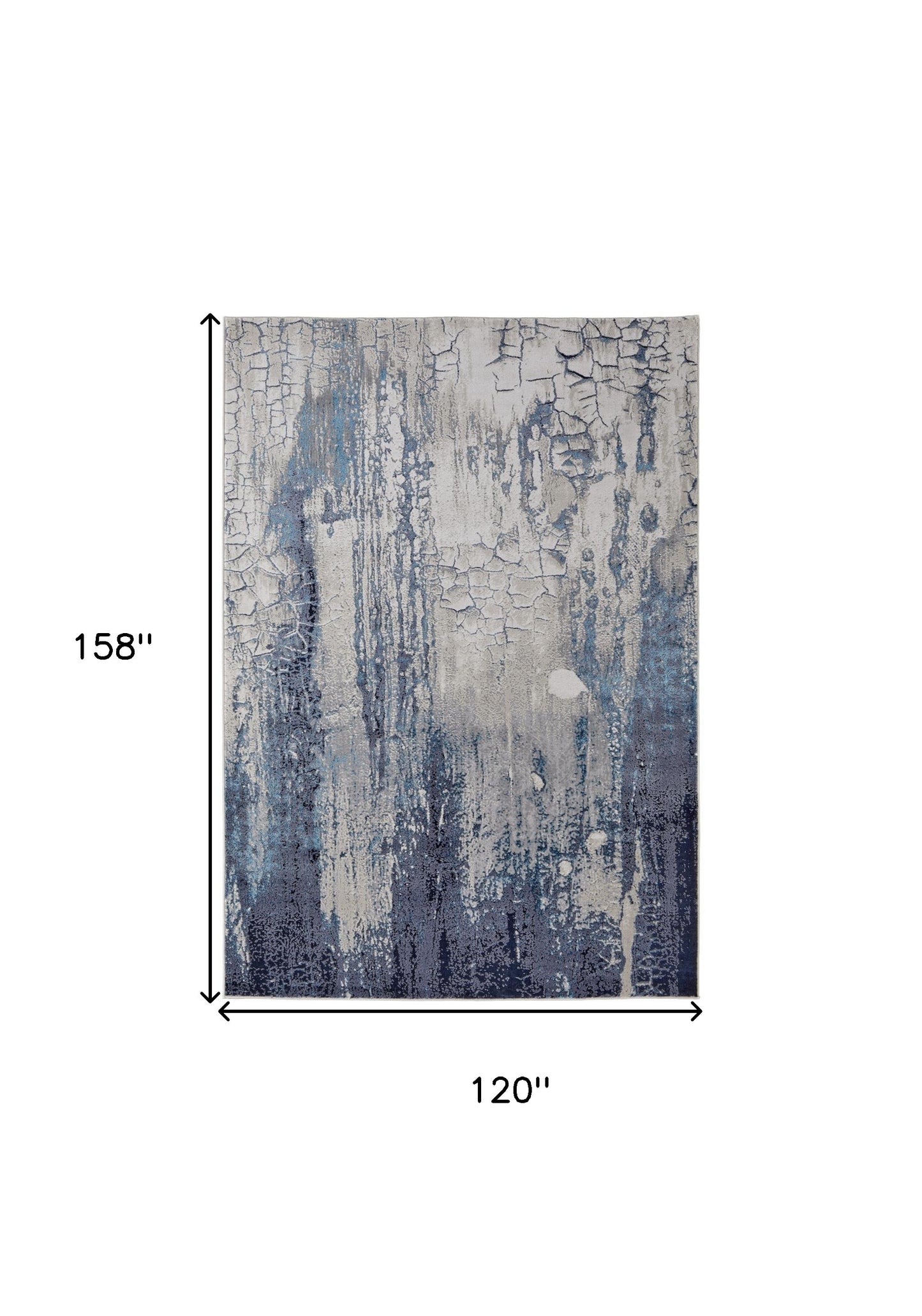 10 x 13 Ivory Blue & Black Power Loom Distressed Rug