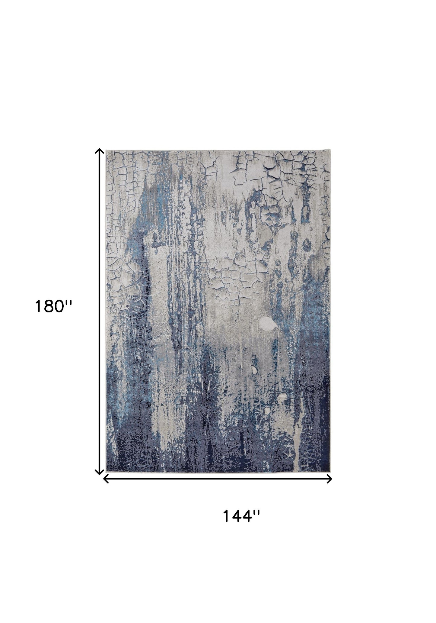 12 x 15 Ivory Blue & Black Power Loom Distressed Rug