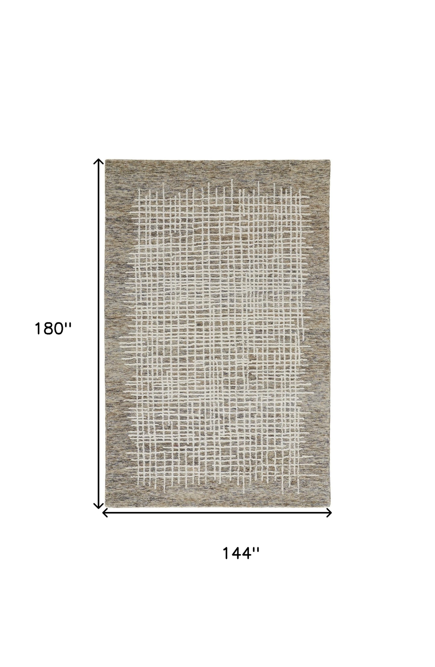 12 x 15 Tan & Ivory Wool Plaid Tufted Handmade Rug