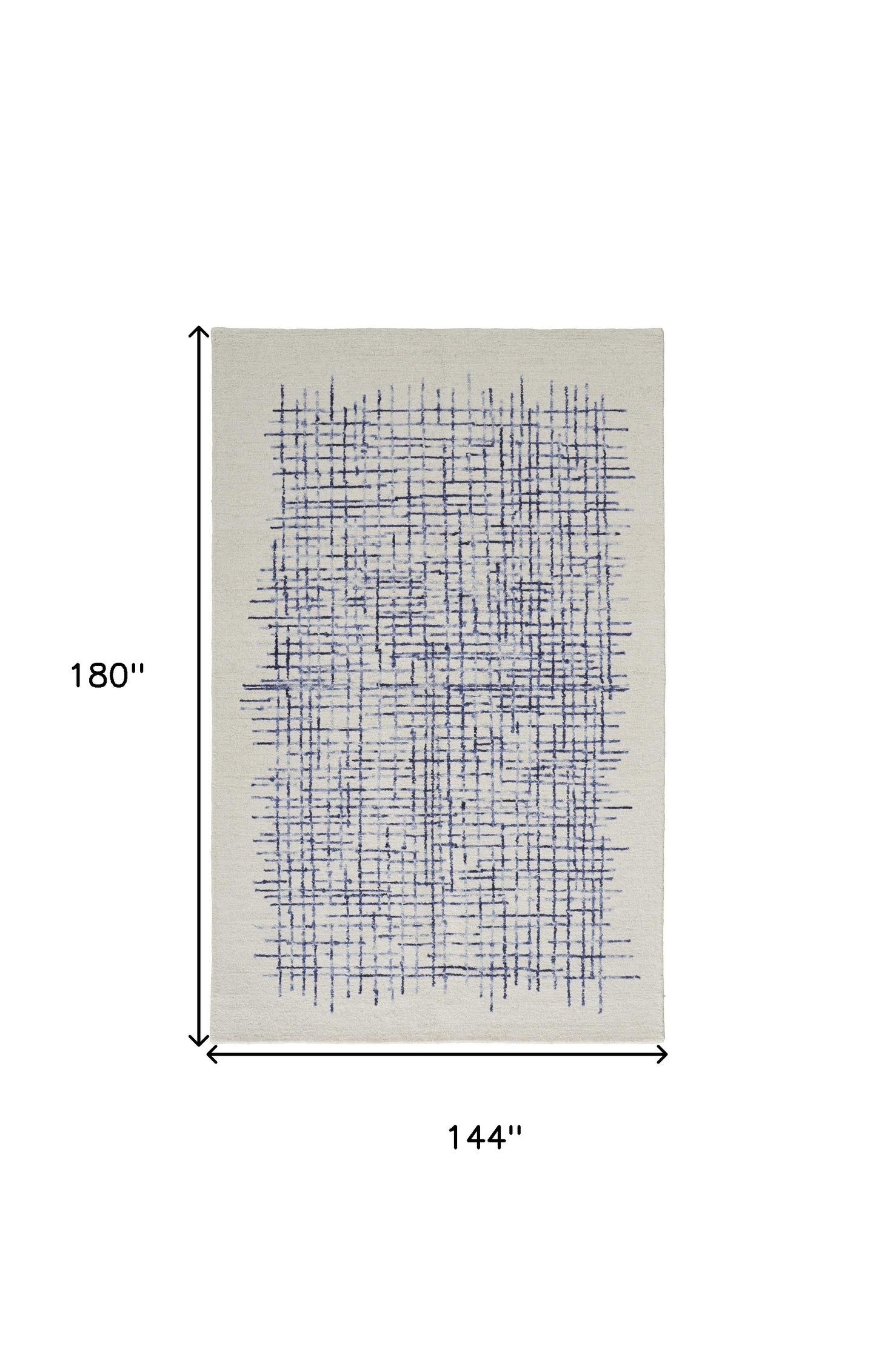 12 x 15 Ivory & Blue Wool Plaid Tufted Handmade Rug