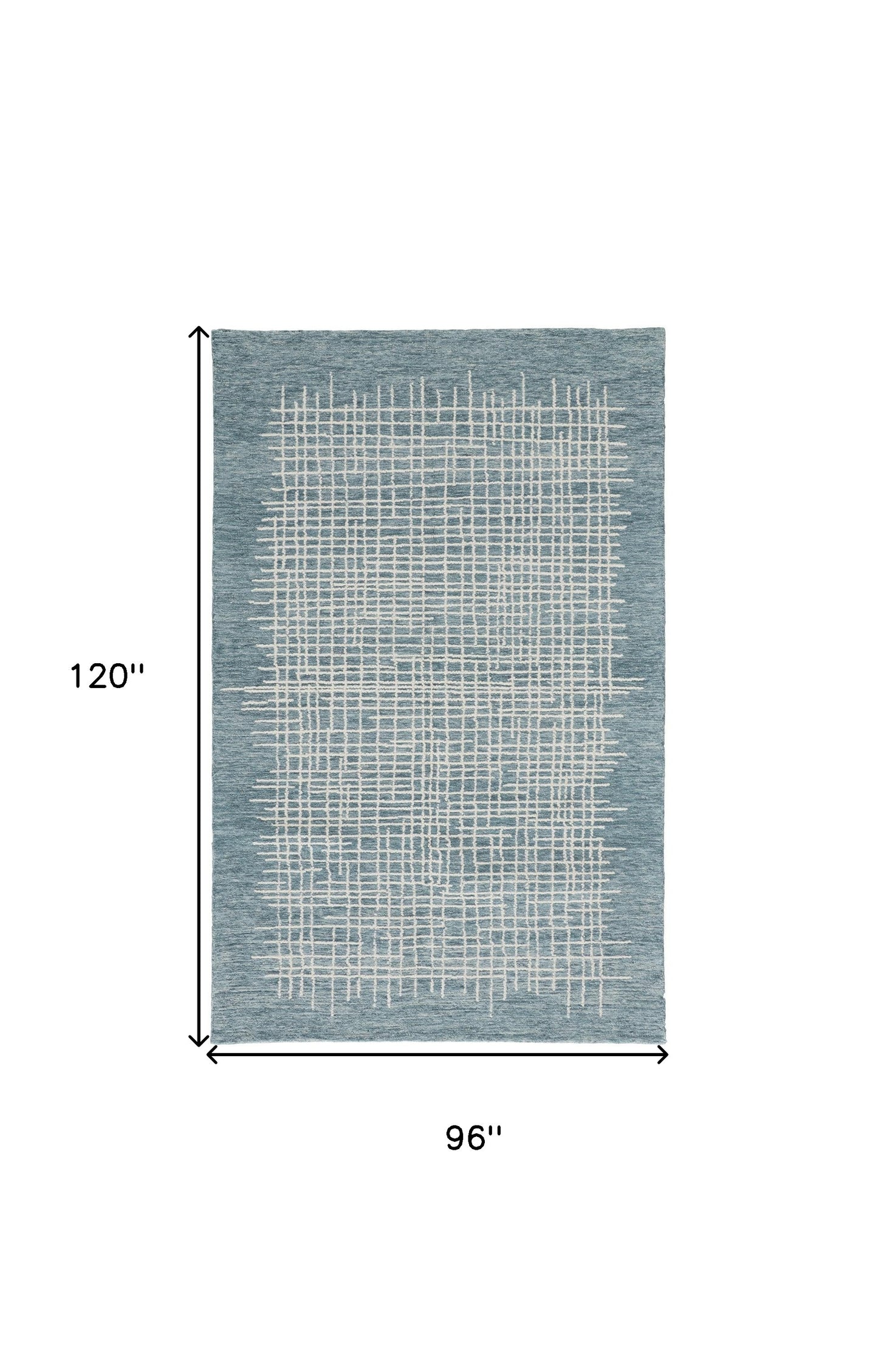 8 x 10 Blue & Ivory Wool Plaid Tufted Handmade Stain Resistant Rug