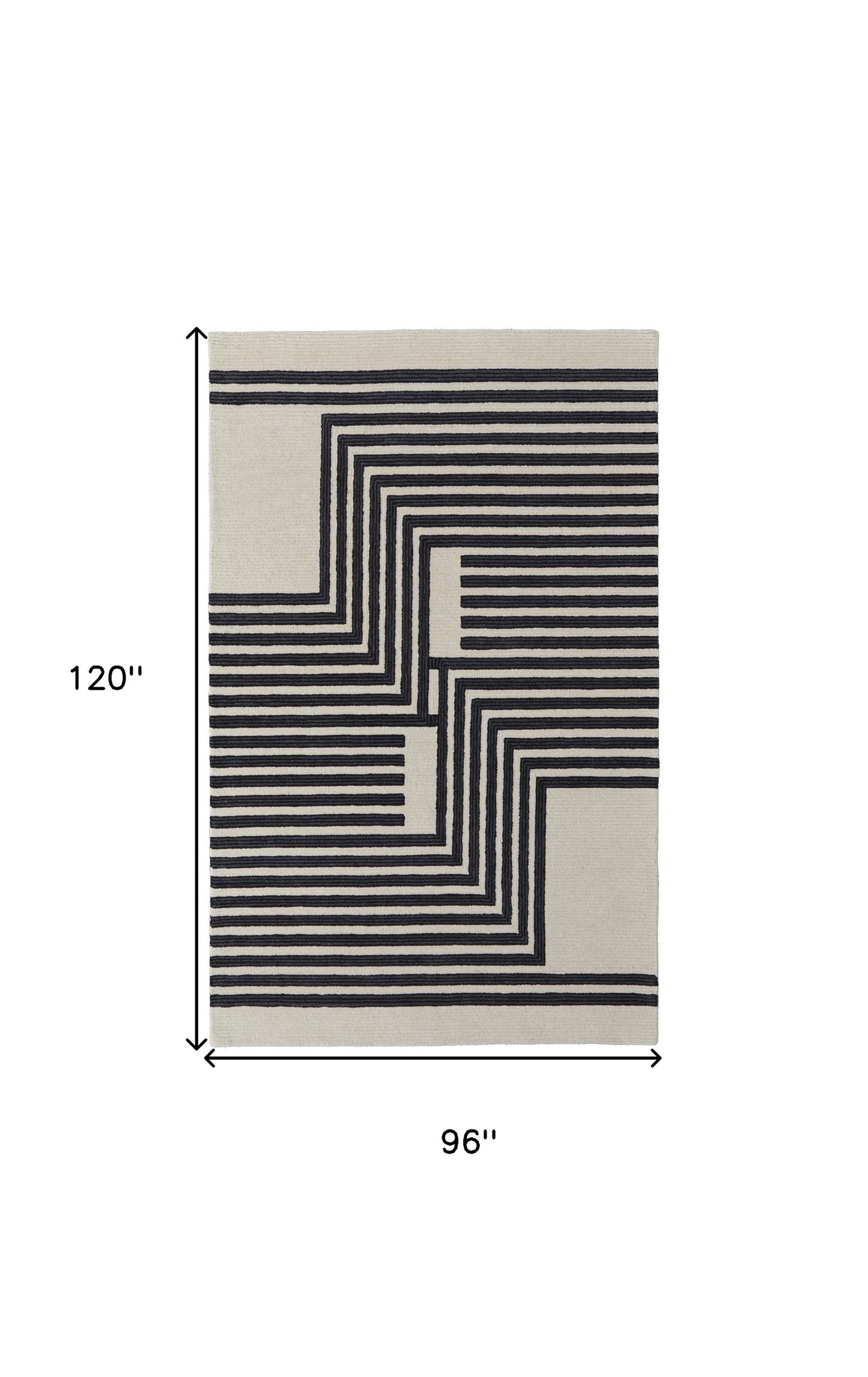 8 x 10 Gray & Black Wool Hand Tufted Rug