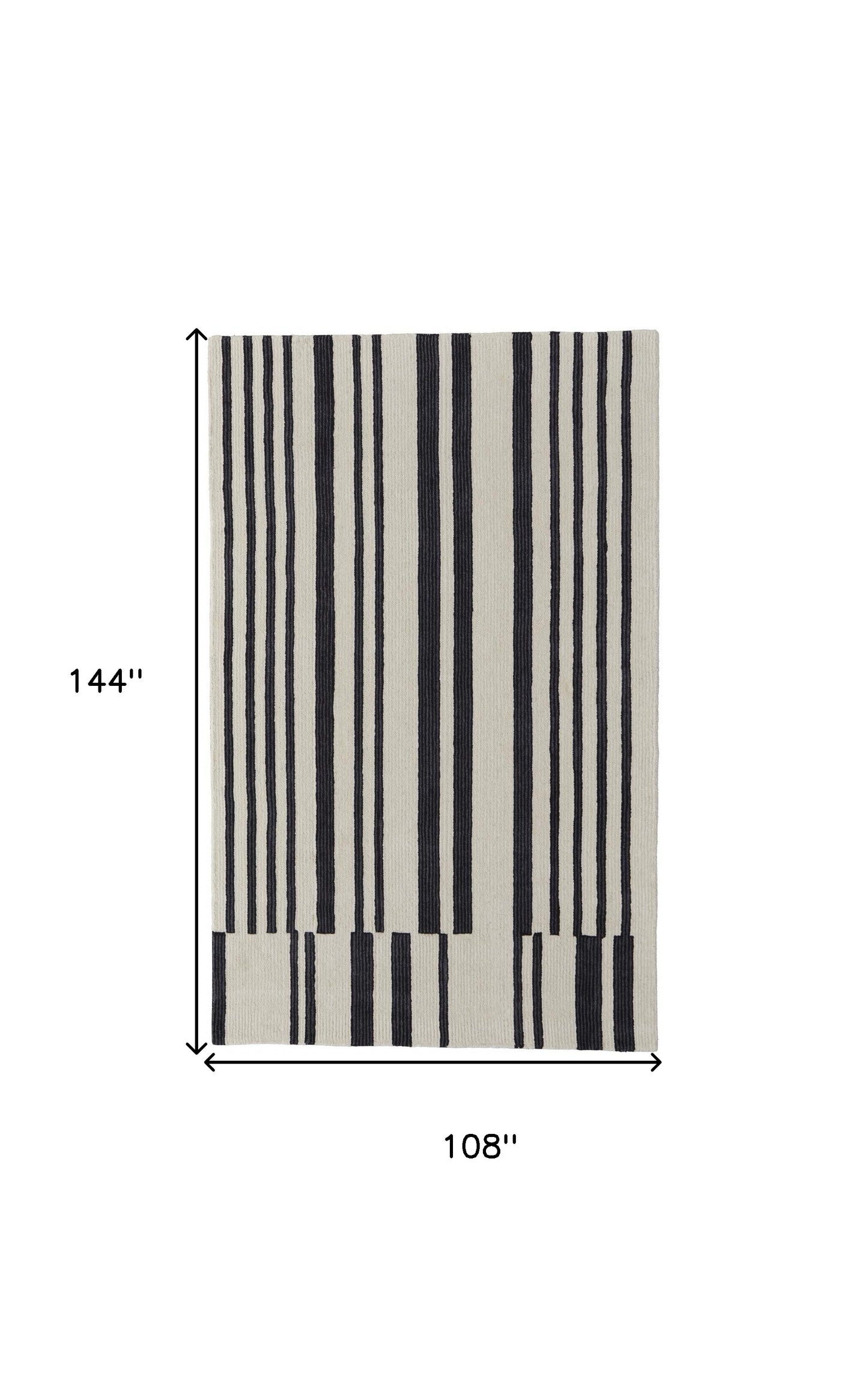 9 x 12 Ivory & Black Wool Hand Tufted Rug