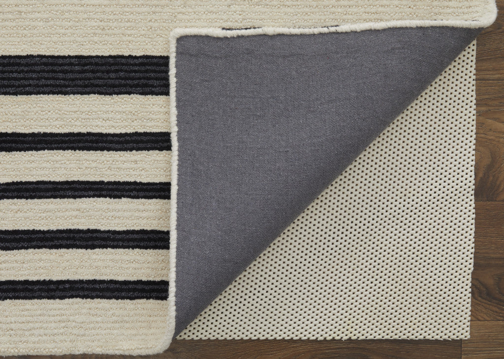 9 x 12 Ivory & Black Wool Hand Tufted Rug
