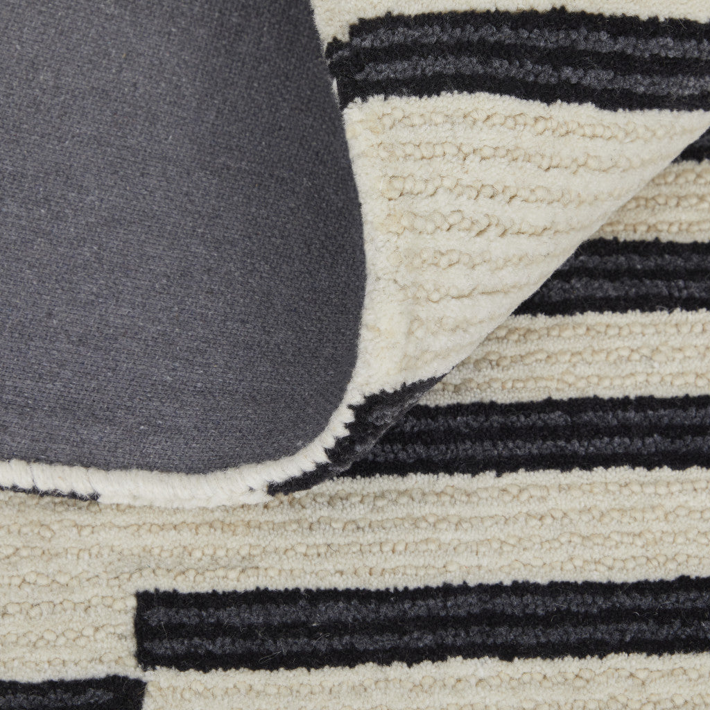 9 x 12 Ivory & Black Wool Hand Tufted Rug