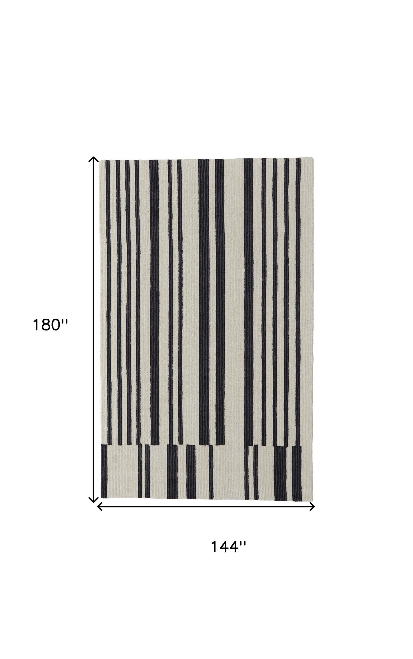 12 x 15 Ivory & Black Wool Tufted Handmade Rug