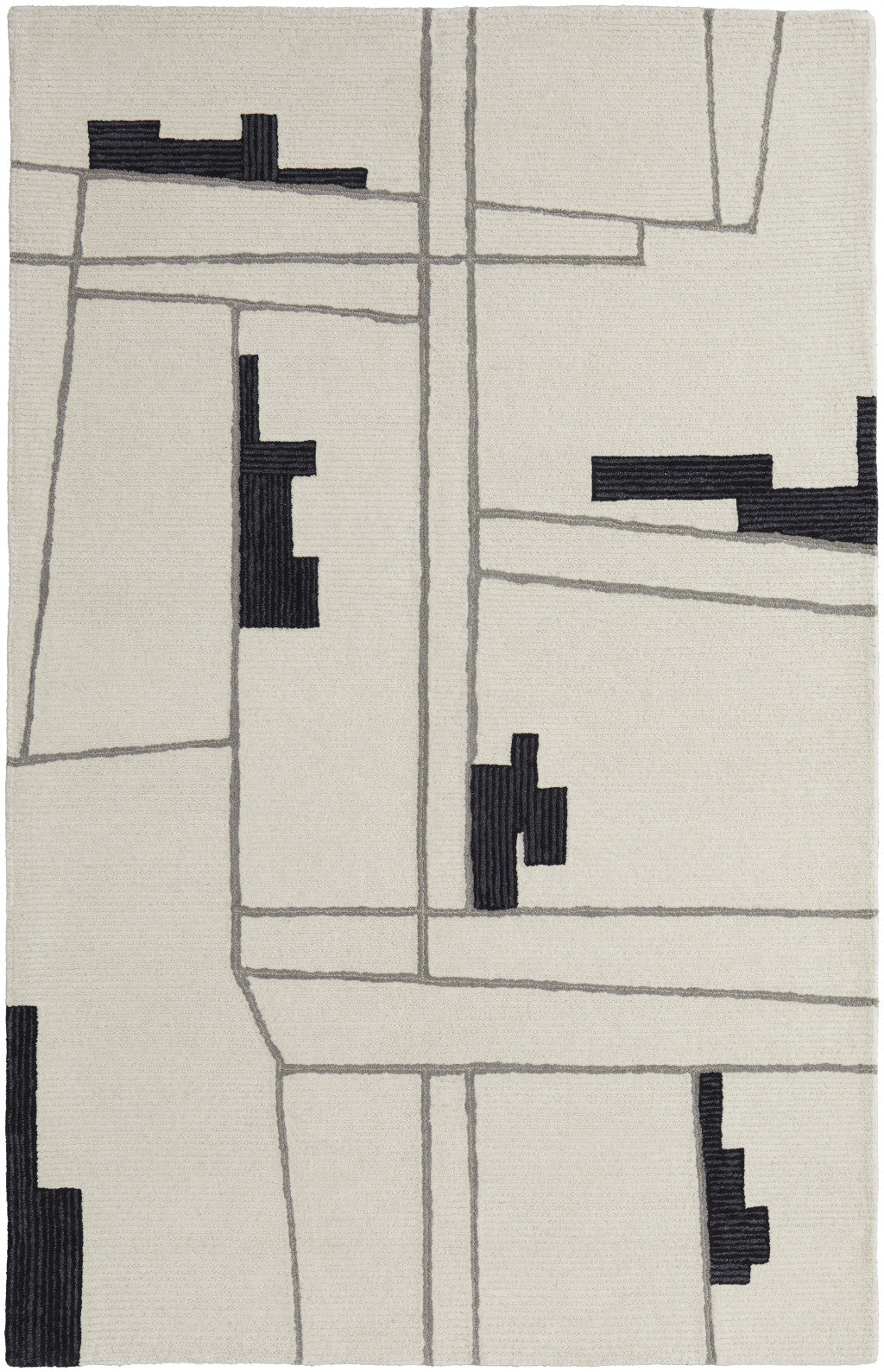 9 x 12 Gray & Ivory Wool Hand Tufted Rug