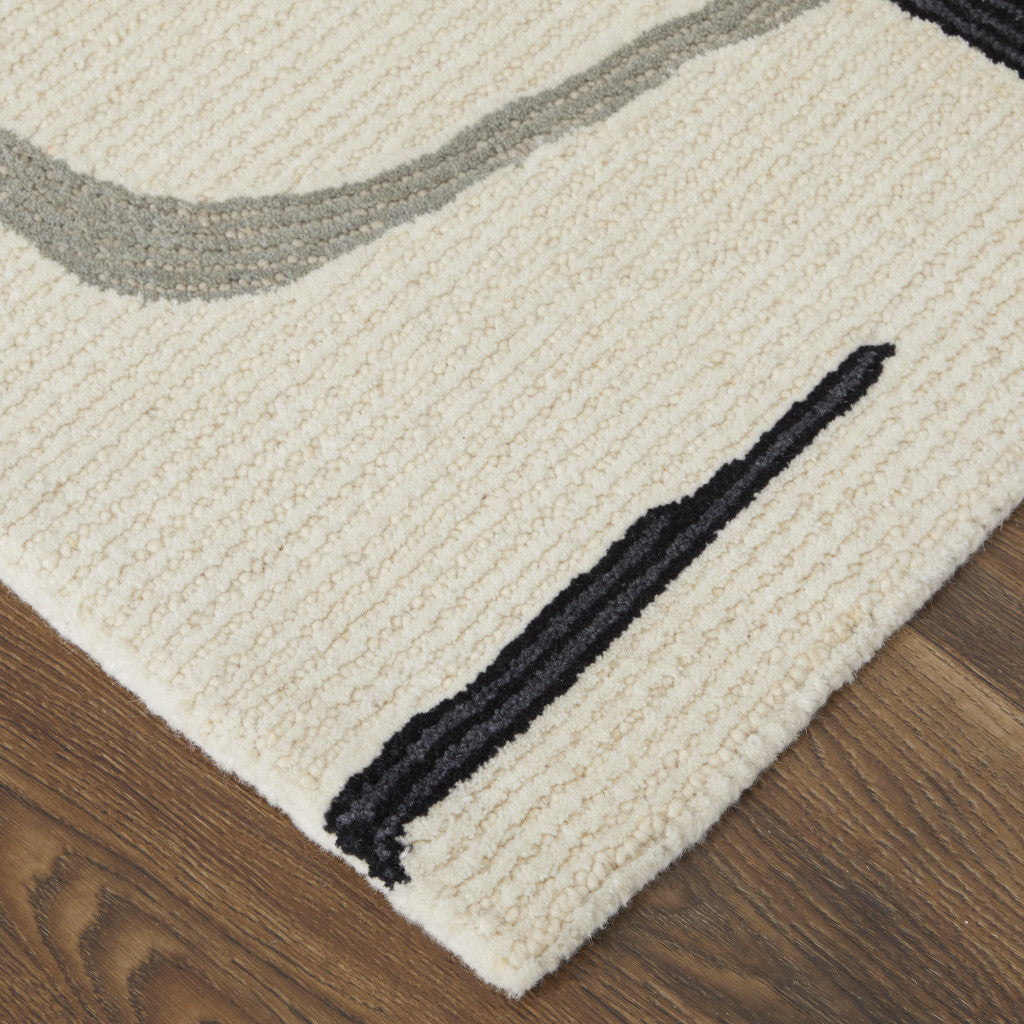 9 x 12 Gray & Ivory Wool Hand Tufted Rug