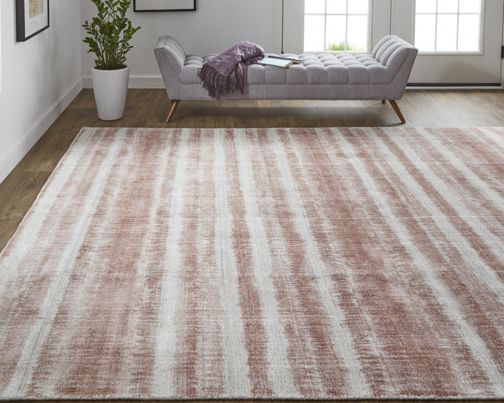 9 x 12 Tan Ivory & Pink Hand Woven Rug