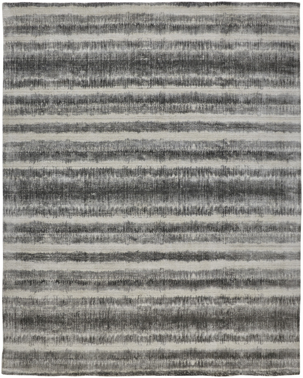 9 x 12 Gray Ivory & Black Hand Woven Rug