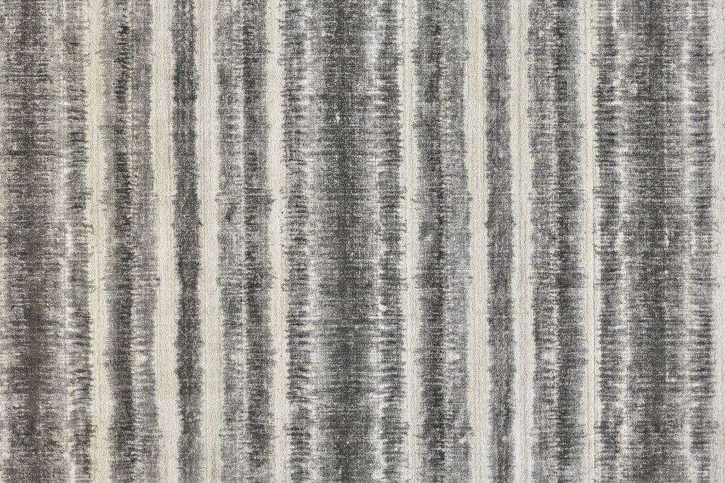 9 x 12 Gray Ivory & Black Hand Woven Rug