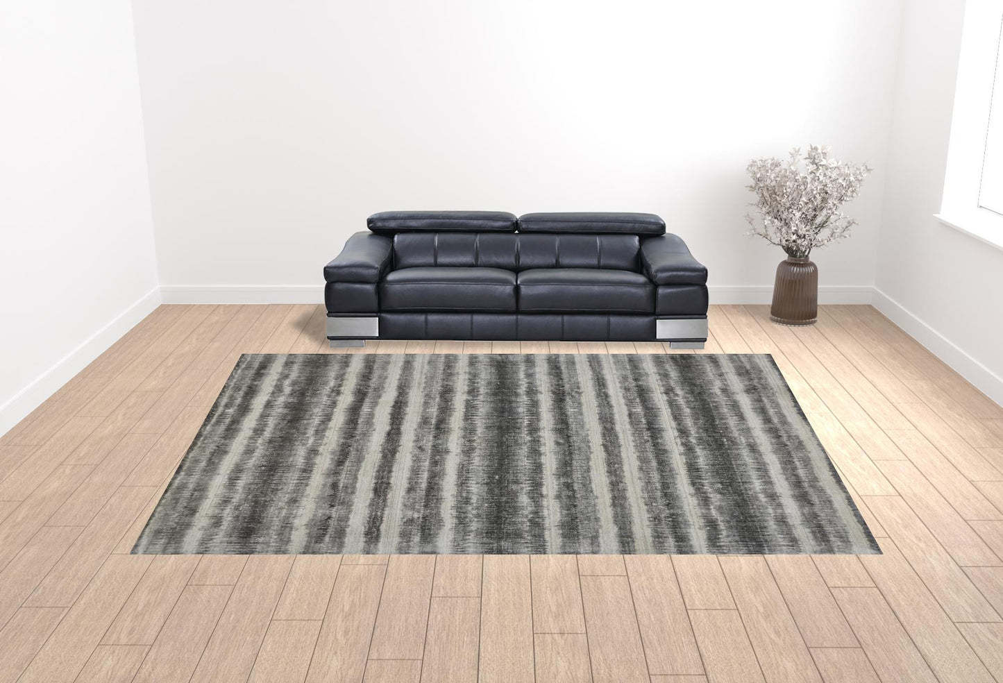 12 x 15 Gray Ivory & Black Hand Woven Rug
