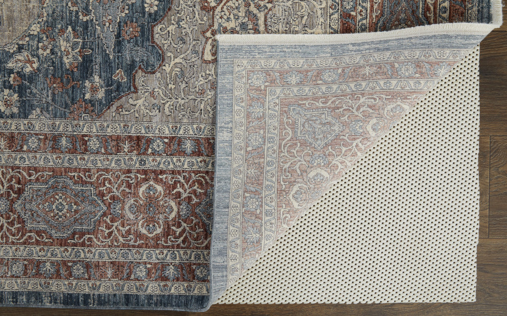 12 x 15 Gray Red & Blue Floral Power Loom Stain Resistant Rug