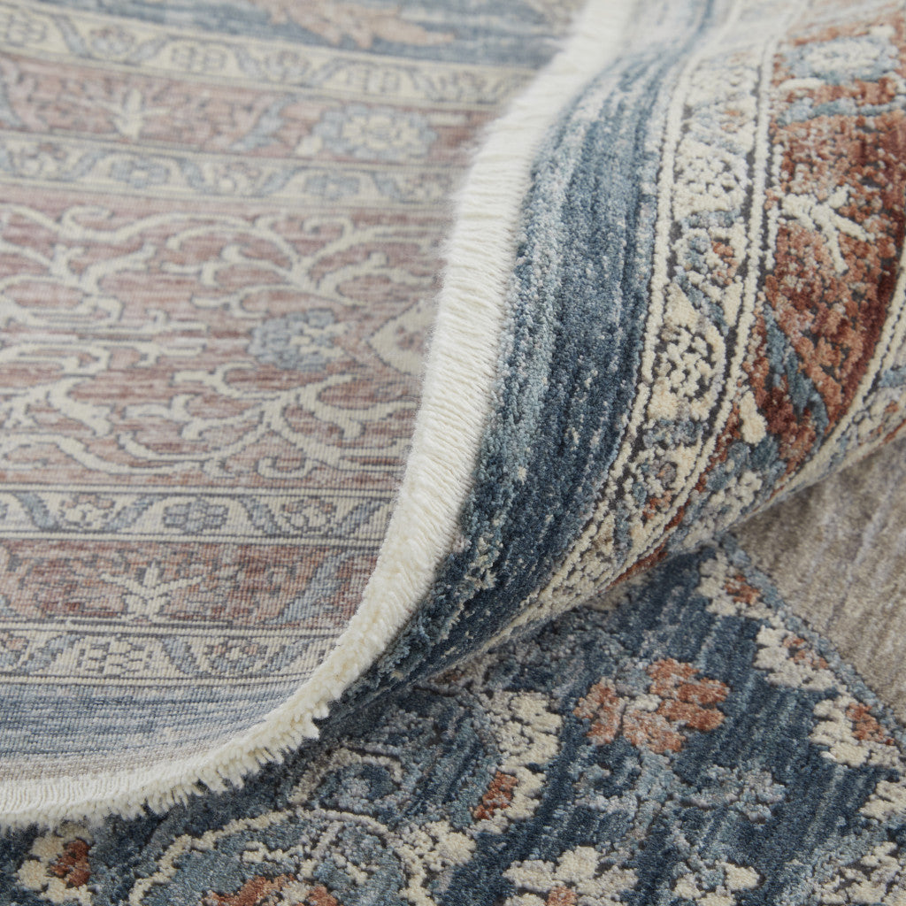 12 x 15 Gray Red & Blue Floral Power Loom Stain Resistant Rug