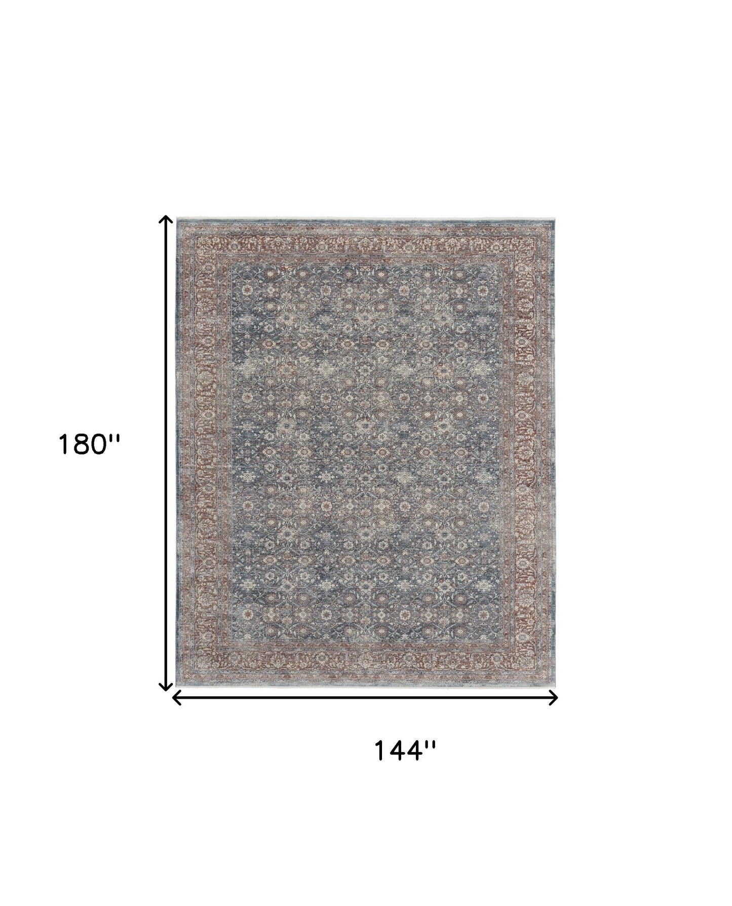 12 x 15 Blue & Red Floral Power Loom Stain Resistant Rug