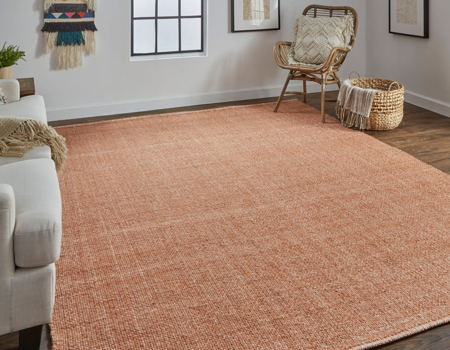 8 x 10 Orange Hand Woven Rug