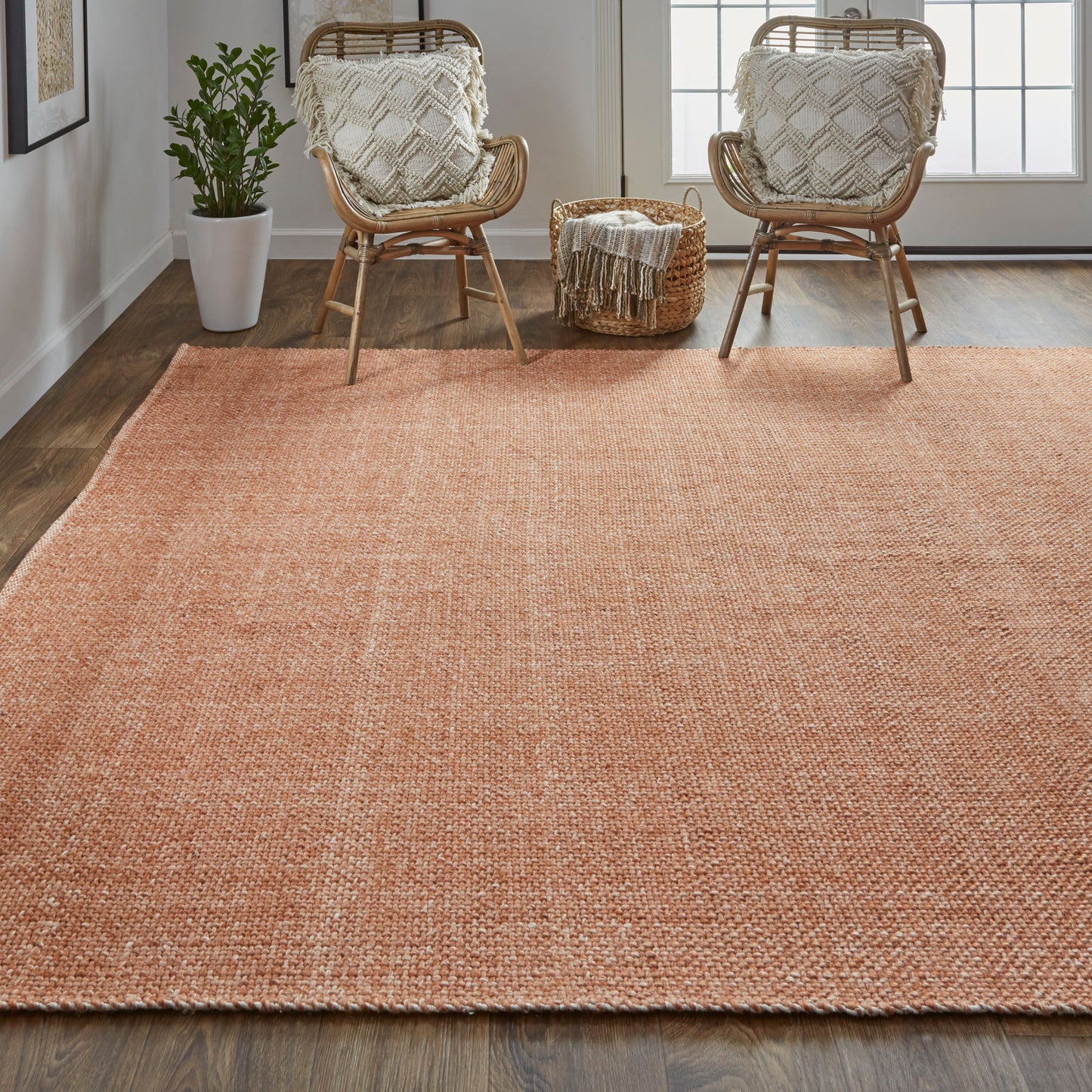8 x 10 Orange Hand Woven Rug