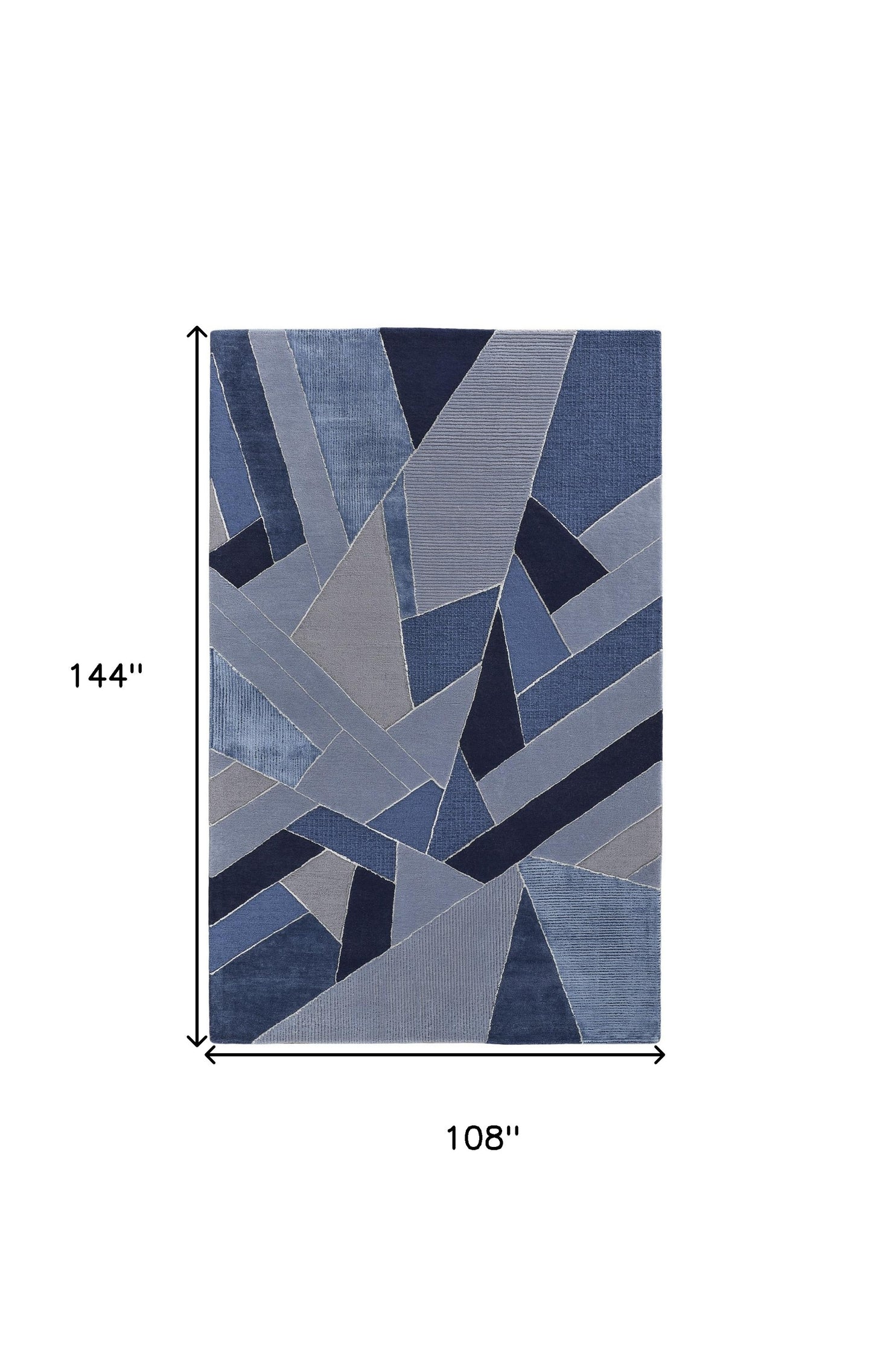 9 x 12 Blue & Silver Wool Geometric Tufted Handmade Rug
