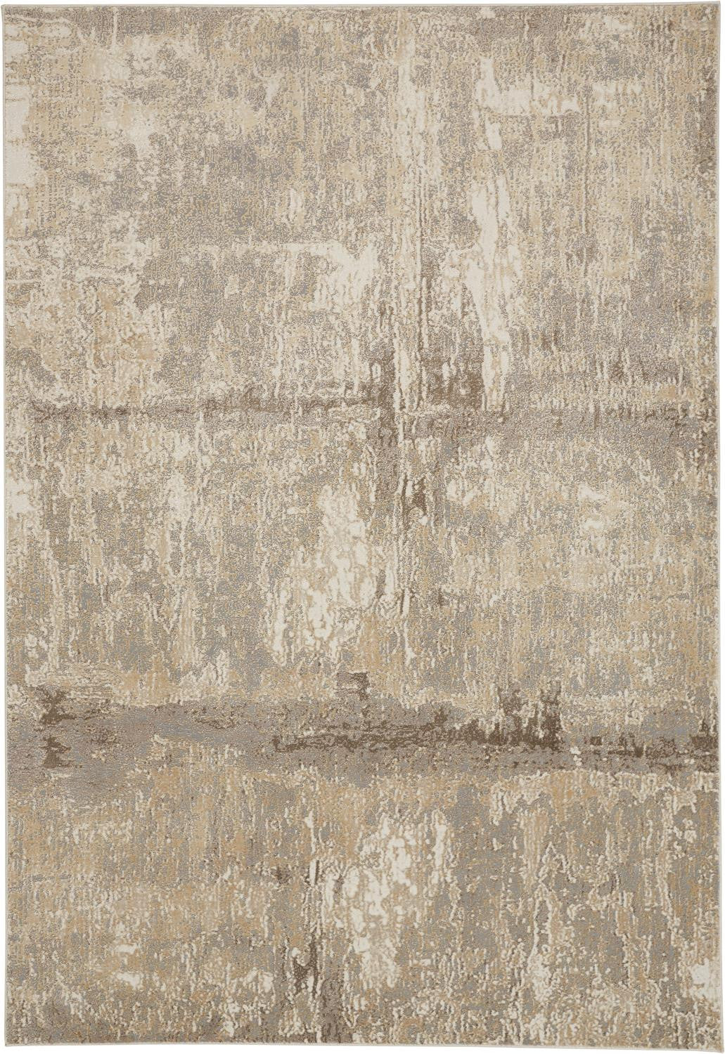 9 x 12 Tan Ivory & Brown Rug