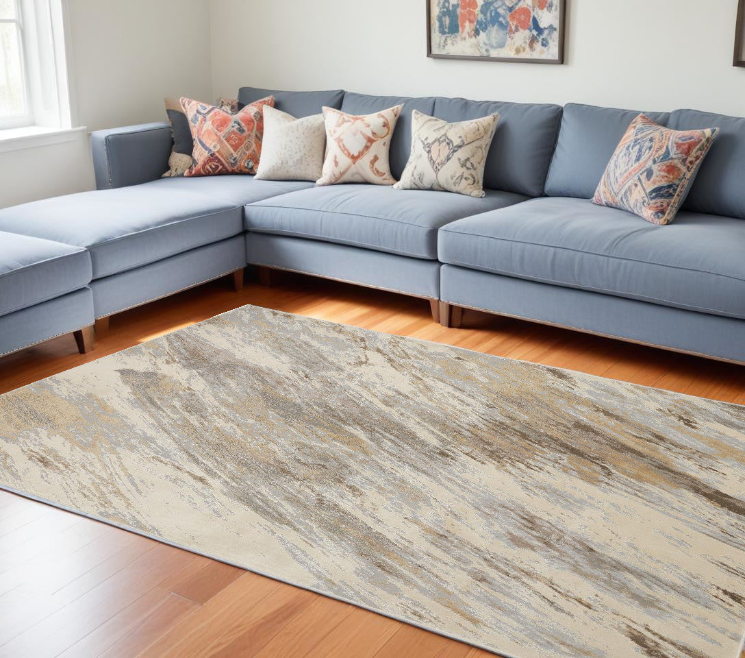 12 x 15 Ivory Tan & Brown Rug