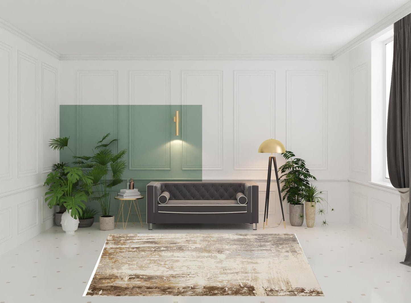8 x 10 Tan Ivory & Gray Rug