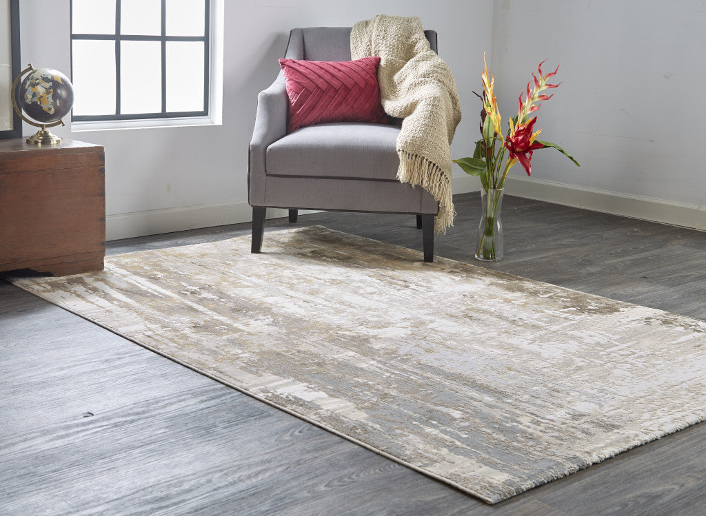 9 x 12 Tan Ivory & Gray Rug