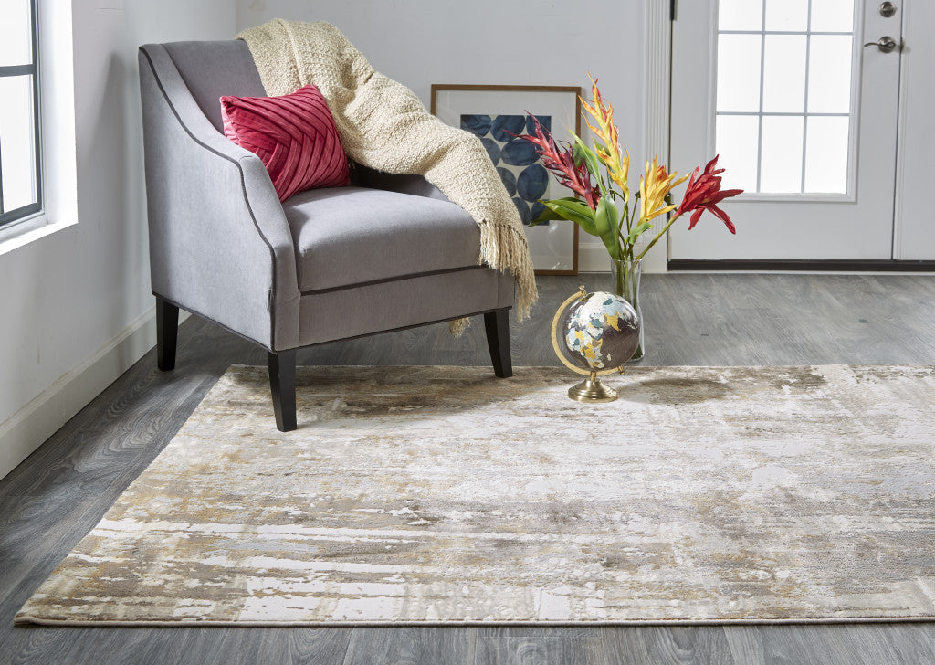 9 x 12 Tan Ivory & Gray Rug