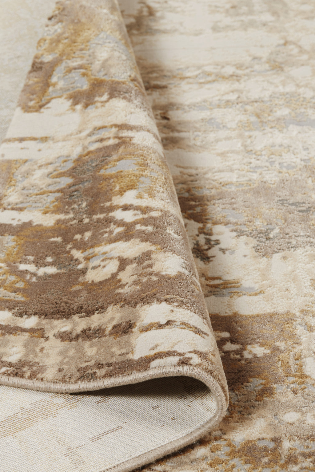 9 x 12 Tan Ivory & Gray Rug